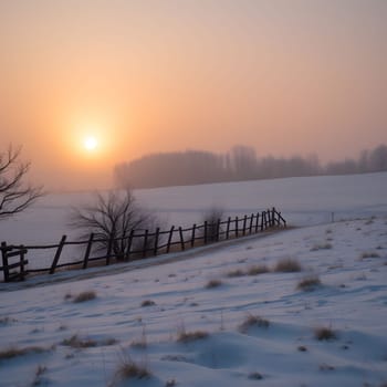 sunrise sunset winter nature snow sky landscape background evening travel generated ai alt. High quality illustration