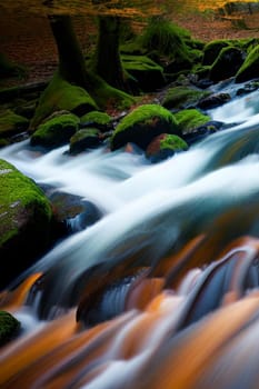 waterfall water stream river forest nature spring generated ai alt art. High quality illustration stones