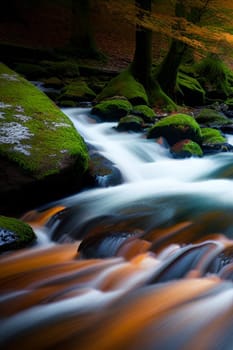 waterfall water stream river forest nature spring generated ai alt art. High quality illustration stones