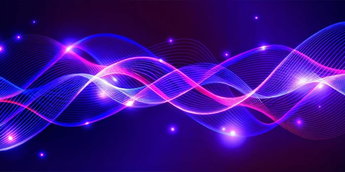 A dynamic abstract design featuring vibrant neon pink, purple, and blue waves flowing across a dark background. Perfect for creative, energetic, and futuristic themes.