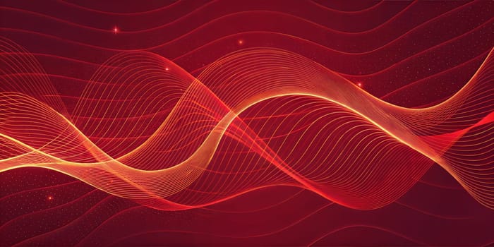 A vibrant, flowing red and yellow wave design with glowing lines against a dark background, creating a dynamic, energetic, and modern digital artwork. Ideal for music, technology, or dynamic advertising themes.