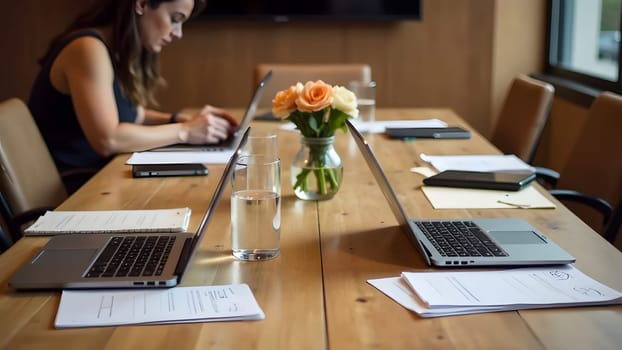 Professional meeting room setup with stylish and functional details