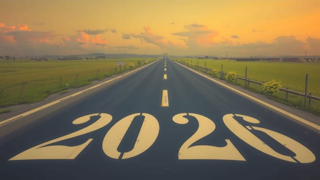 The New Year 2025 road leading to the future and new hope concept - AI generated