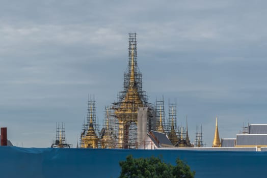 Construction site of The royal funeral pyre for HM King Bhumibol Adulyadej at Sanam Luang prepared to be used as The royal funeral at October 25, 2017