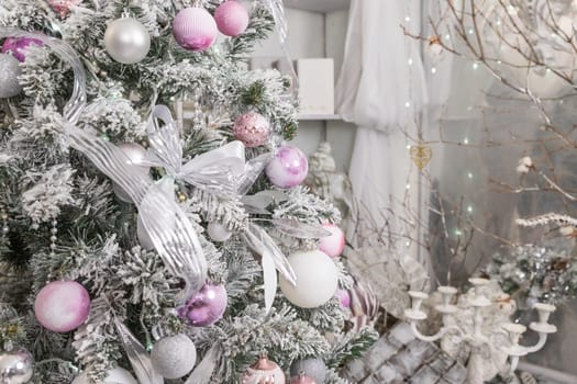pink and white christmas tree decoration