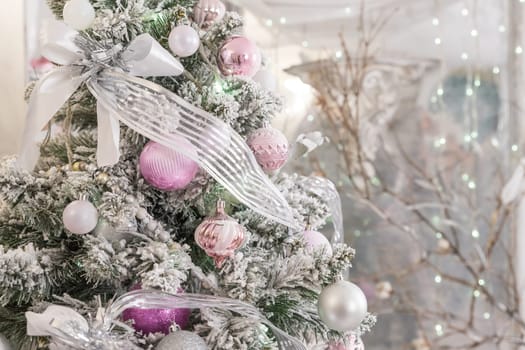 pink and white christmas tree decoration
