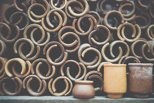 Earthenware make from soil and clay (terracotta) is asian vintage craft in asia for make pot, bowl and other container