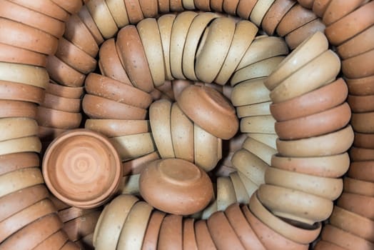 Earthenware make from soil and clay (terracotta) is asian vintage craft in asia for make pot, bowl and other container