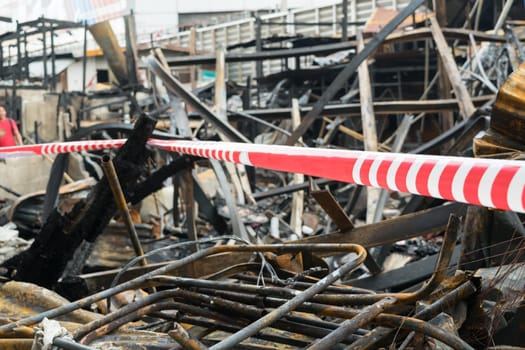 Conflagration fire damaged in summer house after blaze