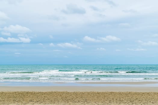 Travel in nature at a beach and tropical sea with blue sky