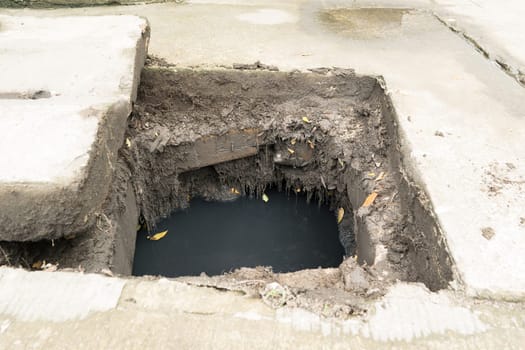 Working for drain cleaning. Problem with the drainage system.