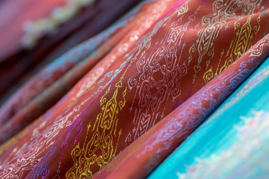 Silk fabric Thai and Asia style textured background it a Traditional silk cloth fabric crumpled in fashion store