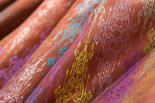Silk fabric Thai and Asia style textured background it a Traditional silk cloth fabric crumpled in fashion store