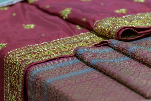 Silk fabric Thai and Asia style textured background it a Traditional silk cloth fabric crumpled in fashion store