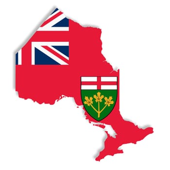 Ontario Canada Province flag map with clipping path