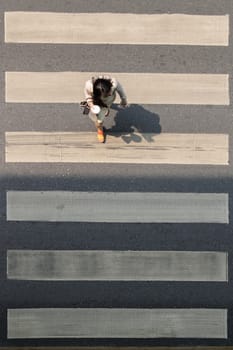 Crosswalk or Zebra crossing in Bangkok city. Bangkok is the capital and the most populous city of Thailand.