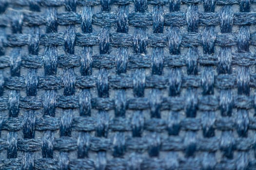 Macro of fabric weave texture surface blue or indigo blue color use for background