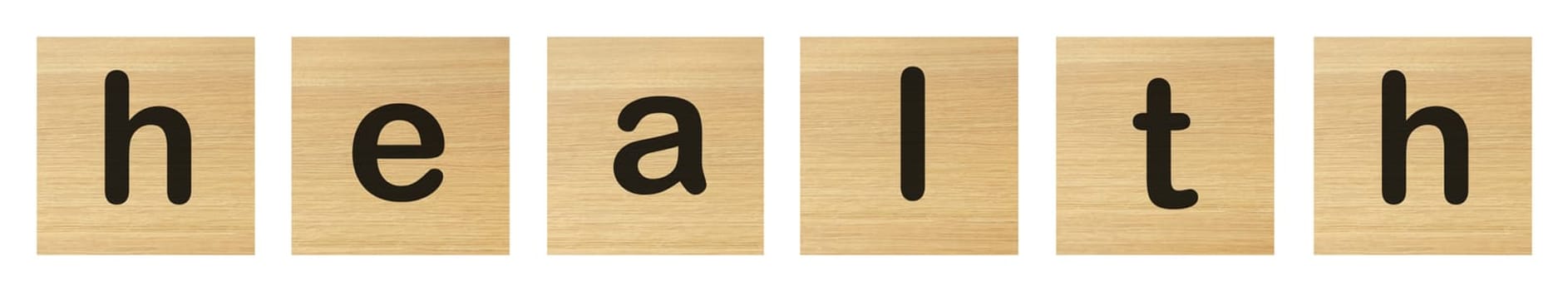 A health word with wood blocks on white