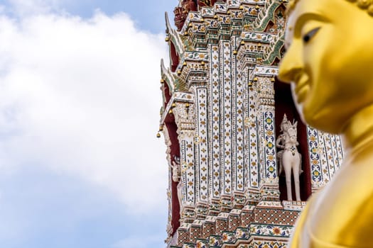 Thai buddha statue in buddhism religion located at Thai temple (Wat Thai) for a worship