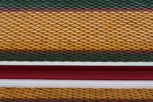 Tile roof of old Thai temple