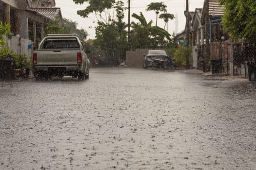 Water flood village in Don Mueang district. Problem with the drainage system.