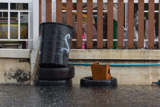 Water flood village. Problem with the drainage system.