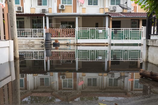 Water flood village. Problem with the drainage system.