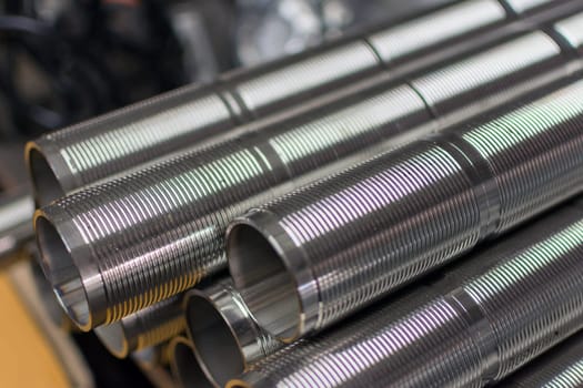 Metal pipe stainless stacked wait for material in manufacturing