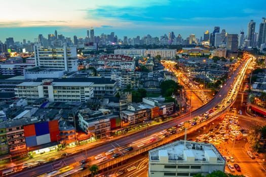 Nighttime of Bangkok city. Bangkok is the capital and the most populous city of Thailand.
