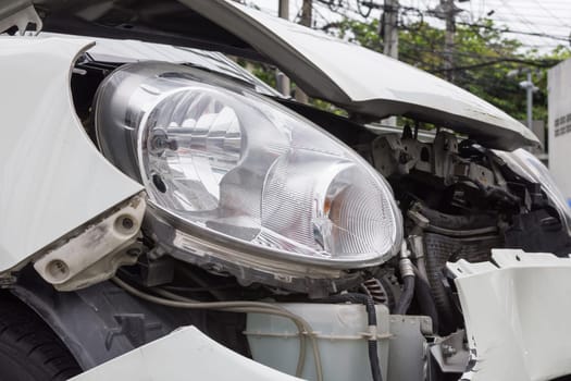 Car crash from car accident on the road in a city wait insurance.