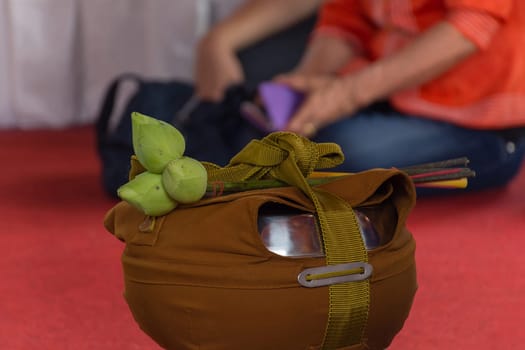 Thai monk ritual for change man to monk in ordination ceremony in buddhist in Thailand