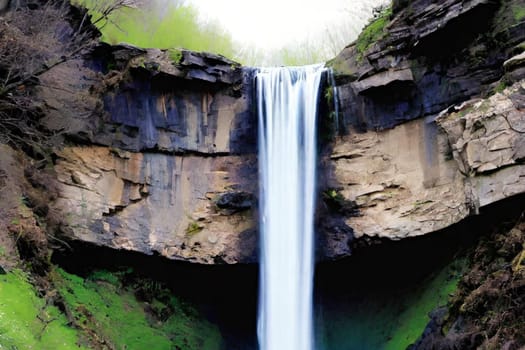 waterfall water stream river forest nature spring generated ai alt art. High quality illustration stones