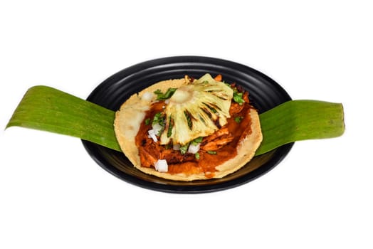 Tacos with marinade pork grilled cheese and pineapple