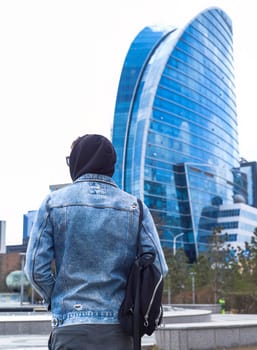 Young tourist man walking in Ulaanbaatar Mongolia