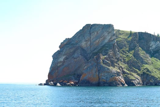 Khoboy cape, the northernmost cape of Olkhon Island. view from the water