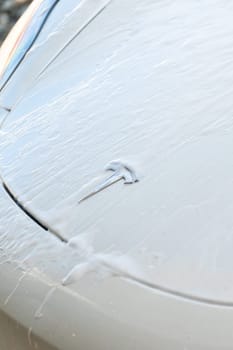 Denver, Colorado, USA-September 1, 2023-Efficiently cleaning an electric car in the comfort of a suburban driveway, combining eco-consciousness with practicality.
