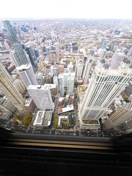Chicago, Illinois, USA-november 7, 2023-A breathtaking winter panorama of downtown Chicago as seen from the 360 Observation Deck.