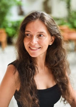 Portrait of 40 years old slavic woman close up without make up