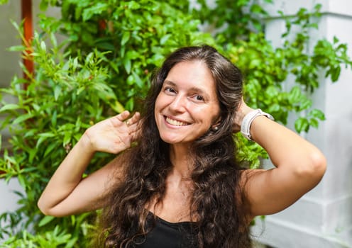 Selfie Portrait of 40 years old slavic woman close up without make up