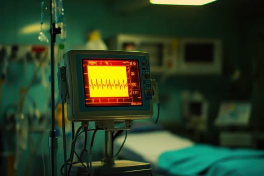 A vital signs monitor displaying an ECG waveform in a hospital room, emphasizing the importance of health monitoring for patient care.