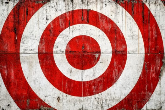 Bullseye Target, Red and White Concentric Circles, Graphic Symbol on Textured Background, Precision Concept..