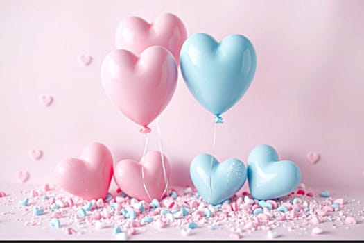 Pink blue hearts love 3d objects valentine generated ai alt illustration . High quality 3d illustration