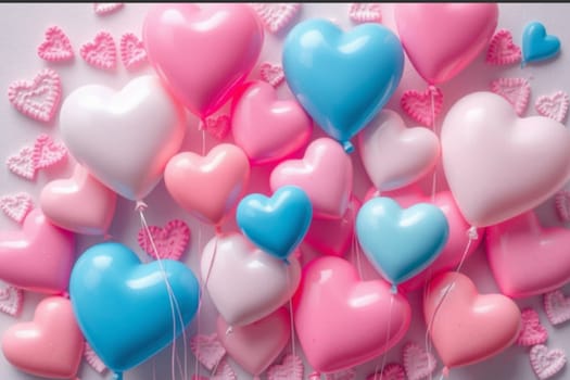 Pink blue hearts love 3d objects valentine generated ai alt illustration . High quality 3d illustration