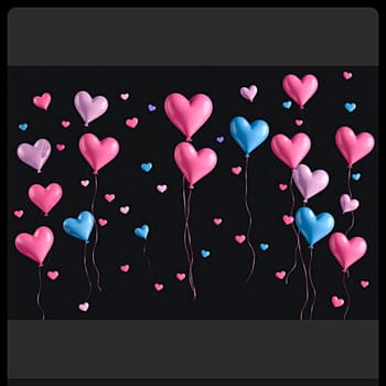 Pink blue hearts love 3d objects valentine generated ai alt illustration . High quality 3d illustration black background