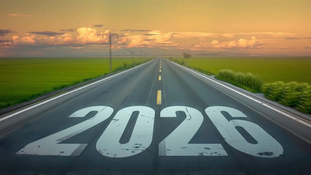 The New Year 2025 road leading to the future and new hope concept - AI generated