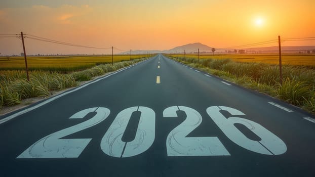 The New Year 2025 road leading to the future and new hope concept - AI generated