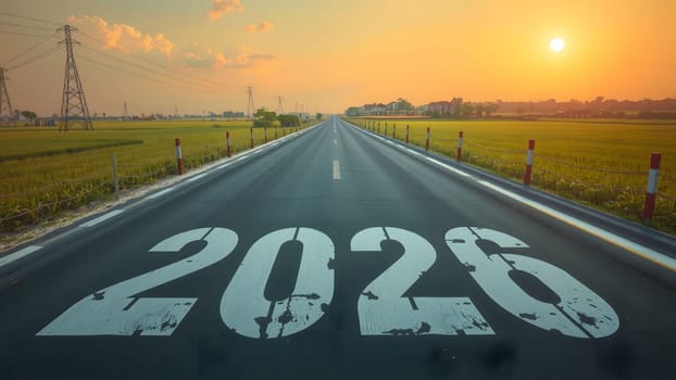 The New Year 2025 road leading to the future and new hope concept - AI generated