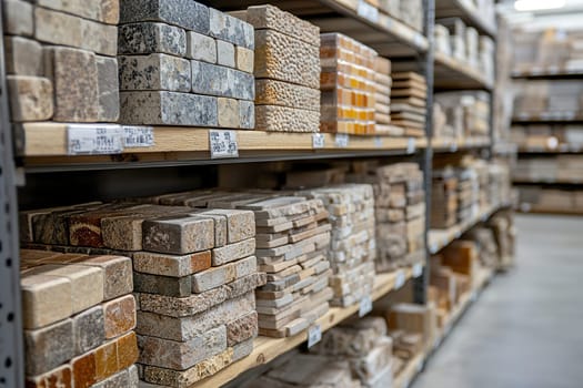 Warehouse of building materials in an industrial store. Generated by artificial intelligence