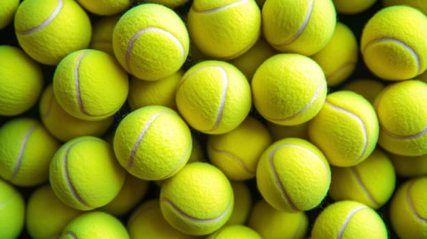 Tennis balls are forming a yellow background, representing sport and competition concepts.