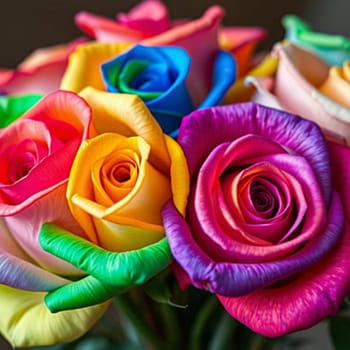 roses flowers bouquet gradient color beauty flora valentine wedding love plants petals women's day generated ai alt illustration render . High quality 3d illustration